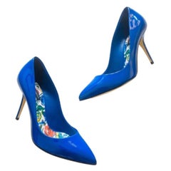 Dolce & Gabbana Blue Sicily Majolica Leather High Heels Pumps Shoes Floral
