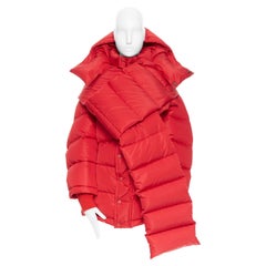 BALENCIAGA DEMNA technical red logo embroidered duck down scarf jacket FR34 XS