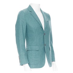 GUCCI men green blue patch pocket single-breast soft tailor blazer jacket EU44