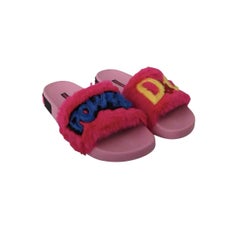Dolce & Gabbana Pink Multicolor Power D&G Slide Slip On Sandals Shoes Flats