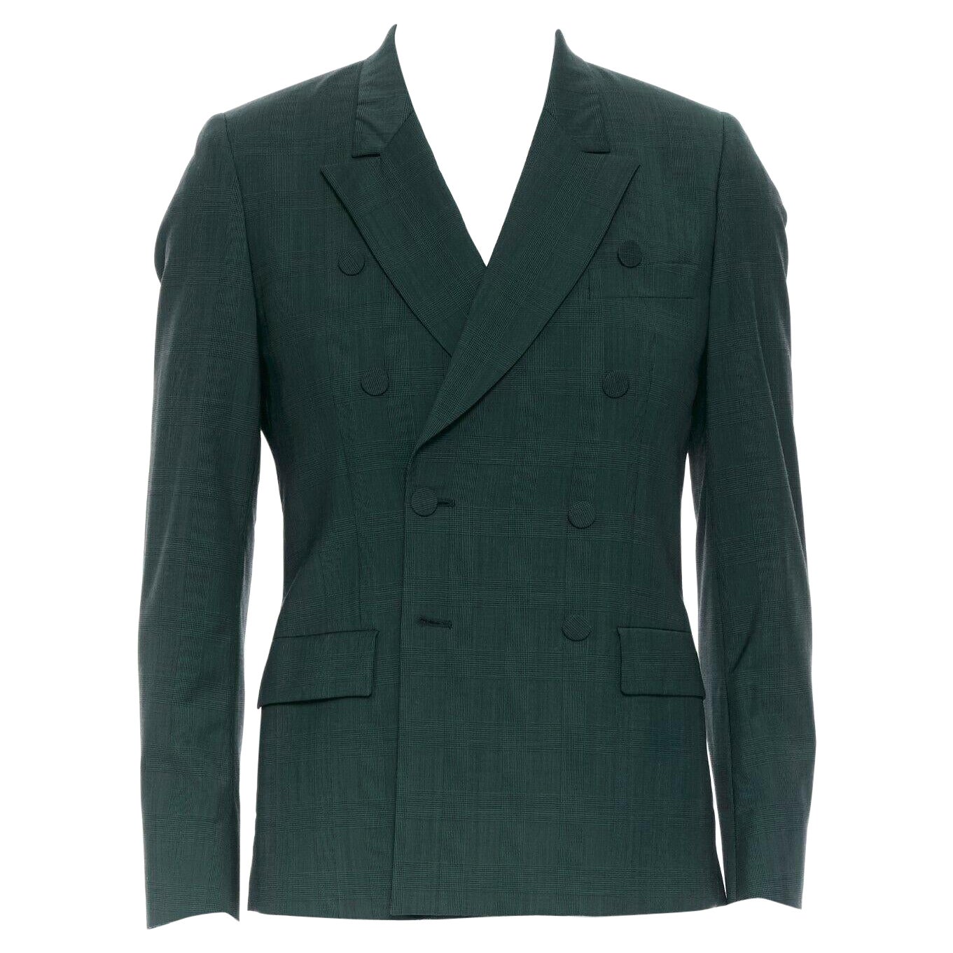 Paul Smith Men's Green Check Plaid Double Breasted Tailored Blazer Jacket UK38