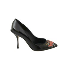 Dolce & Gabbana Black Multicolor Wow Leather Classic High Heels Shoes D&G Logo