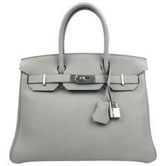 Hermes Birkin 30 Bleu Glacier Blue Gray Grey Togo Palladium Hardware 