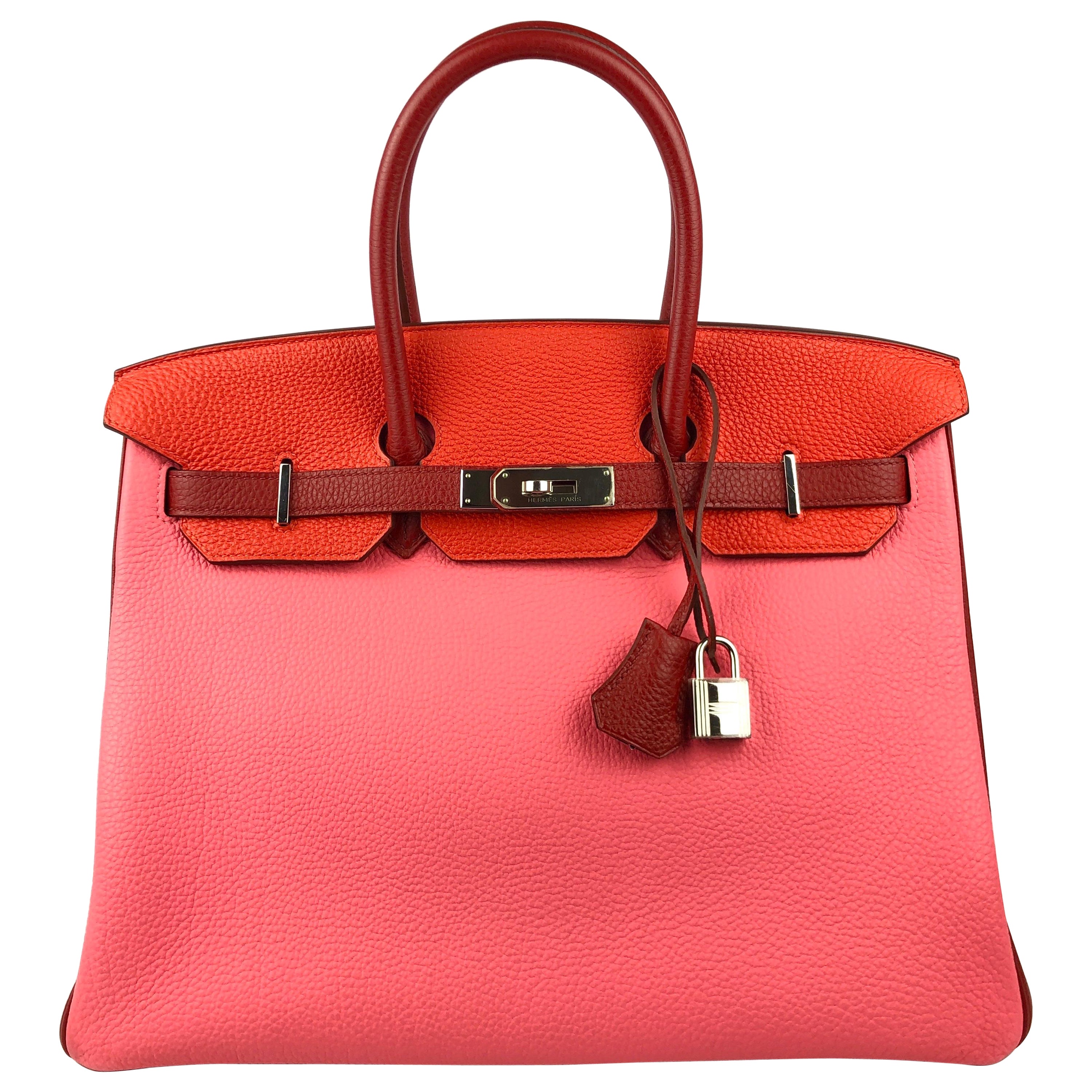 Hermes Birkin 35 HSS Special Order Rose Lipstick Pink Red Capucine  Palladium at 1stDibs