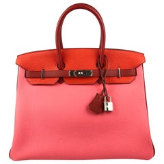 Hermes Birkin 35 HSS Special Order Rose Lipstick Pink Red Capucine Palladium 