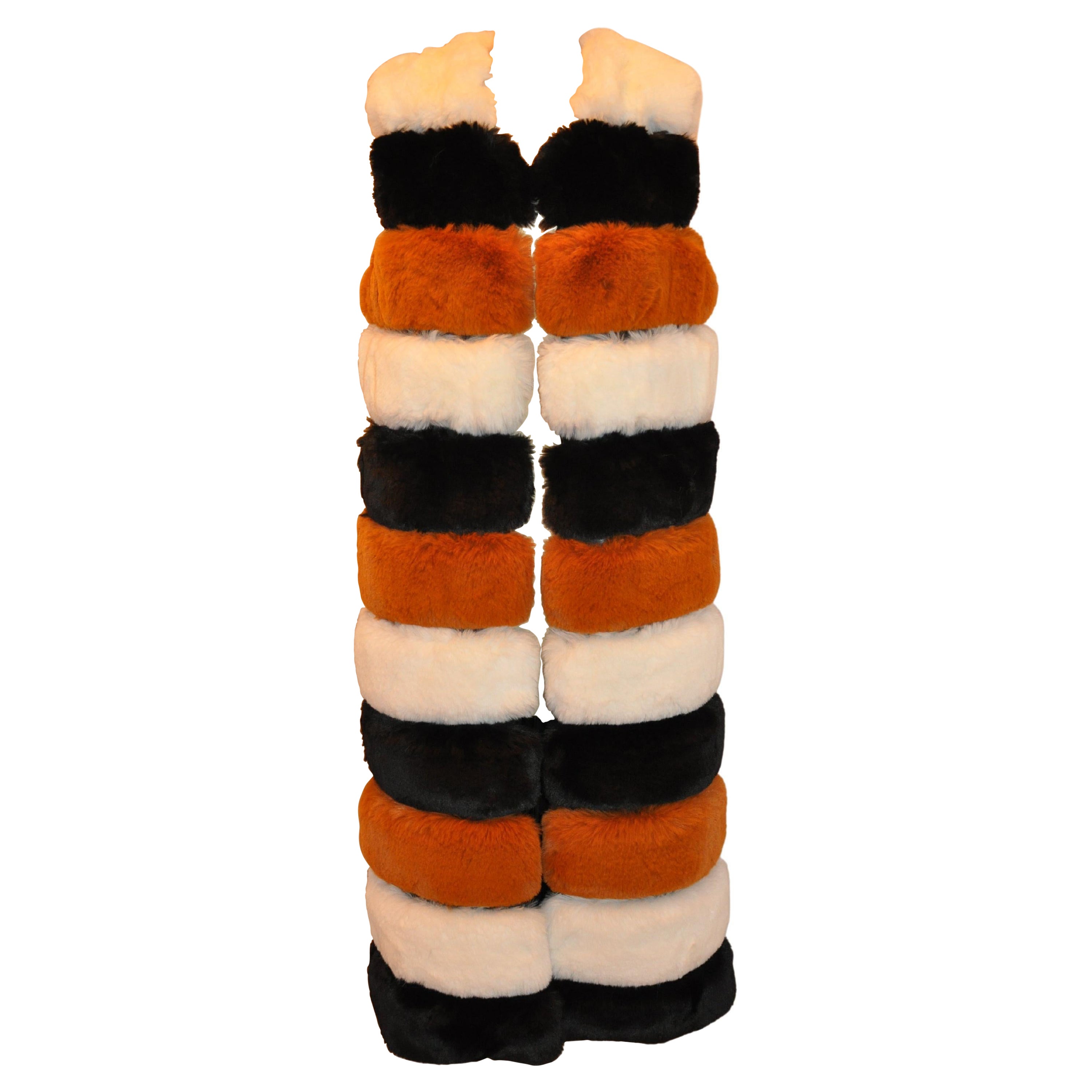 Azalea Wang Simply Glorious Tri-Colored Maxi Faux Fur "Fox" Open Vest