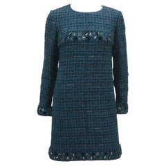 Chanel Teal Green Wool Tweed Dress, Fall 2012