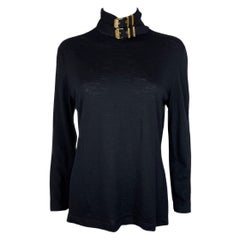 90s Vintage Gianni Versace Bondage Black Gold Top FW 1992