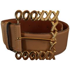 Vintage Paloma Picasso XXOXXO Leather Belt with Signature Goldtone Belt Buckle