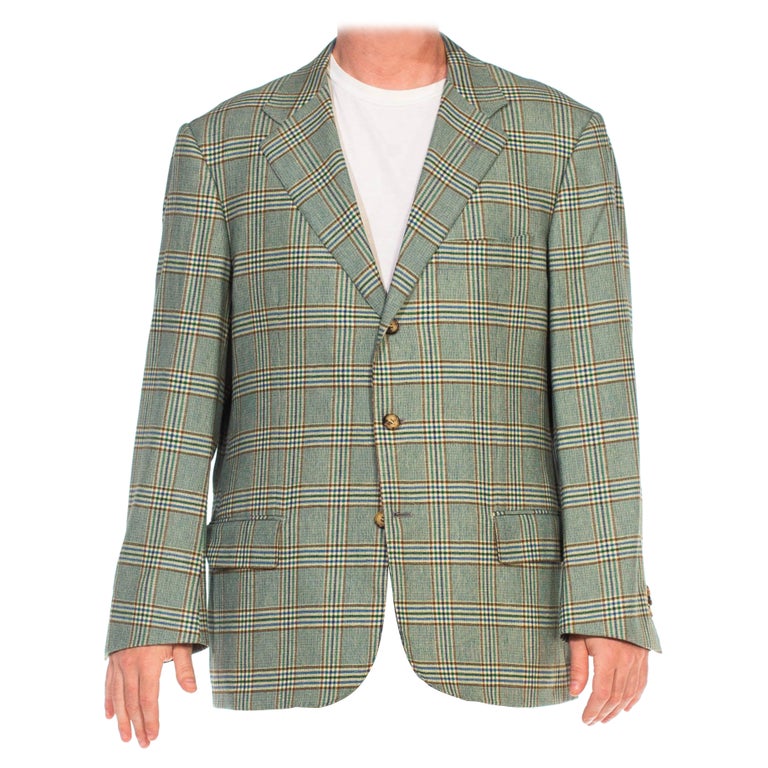 1980S GIORGIO's OF PALM BEACH Multicolor Green Wool Plaid Men's Blazer ...