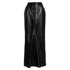 Alexander McQueen black leather button-up maxi 'Joan' skirt, fw 1998