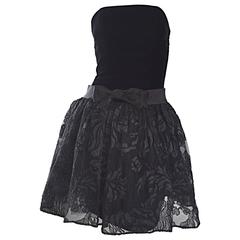 Incredible Vintage James Purcell Couture Black Silk Lace Strapless Dress Sz 2 6