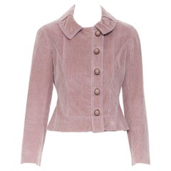 LOUIS VUITTON mauve Korduroy-Lederjacke mit umwickeltem Knopfleiste FR36