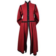 1976 YVES SAINT LAURENT 'Russian collection' wool toggle coat with braided trim