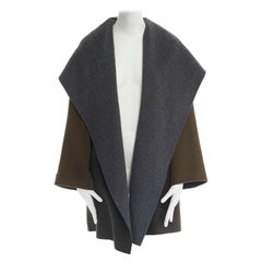 VINCE two tone dark green wool grey lining hooded oversized winter coat XS