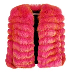 Retro Dolce & Gabbana Fall 1999 Gradient Fox Fur Cropped Jacket