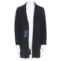 new HARRIS WHARF London Anthracite Herringbone Chestercoat wool coat EU46 S