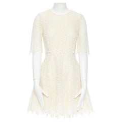 GIAMBATTISTA VALLI cream floral lace short sleeves cocktail dress IT38 XXS