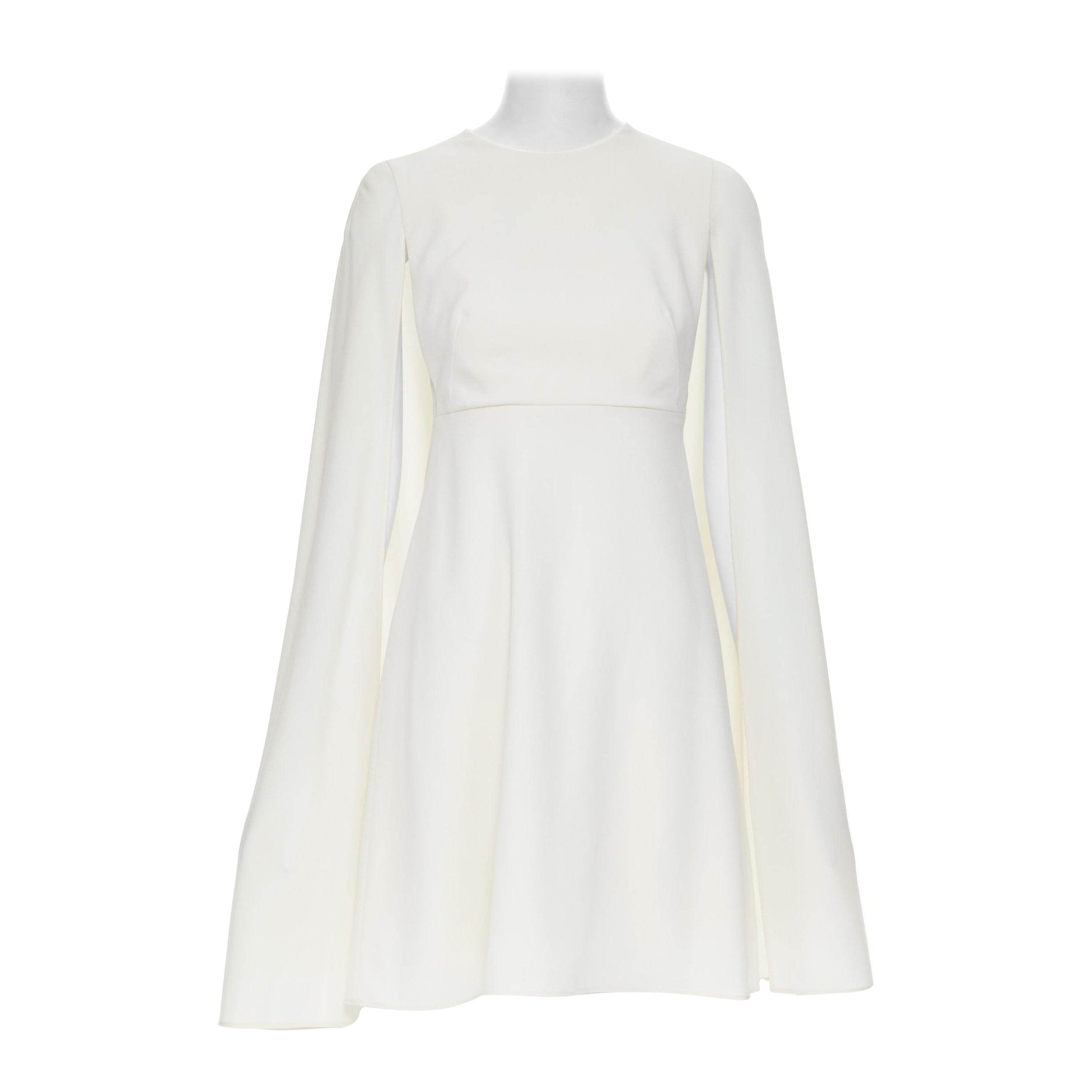 2010s Valentino Ivory Silk Crepe One Shoulder Dress w Draped Back & Rhinestone Buckle