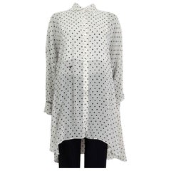 CHRISTIAN DIOR white & black silk POLKA DOT TUNIC SHIRT Dress S