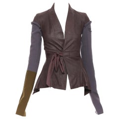 new RICK OWENS AW18 Sisyphus Wrap Princess brown leather wool sleeves jacket XS