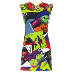 new VERSACE SS18 Tribute Vogue SS1991 pop art print padded mini dress IT42 M