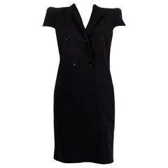 GIVENCHY black cotton DOUBLE BREASTED Short Sleeve Dress 42 L