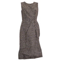 PRADA grey silk blend LEOPARD PLEATED Sleeveless Dress 42 M