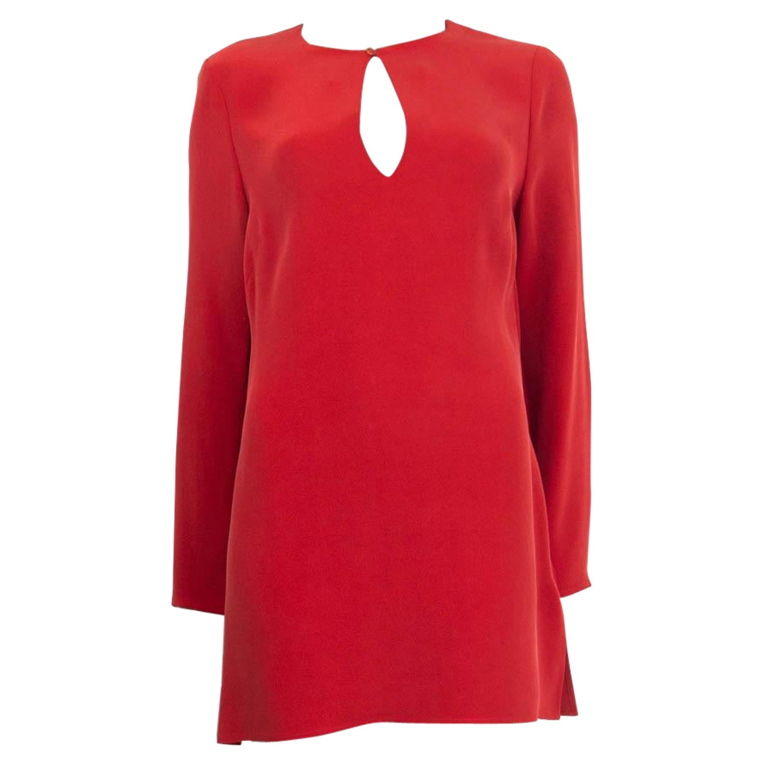 RALPH LAUREN red silk blend KEYHOLE Long Sleeve Mini Dress 10 L For Sale at  1stDibs