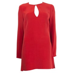 RALPH LAUREN red silk blend KEYHOLE Long Sleeve Mini Dress 10 L
