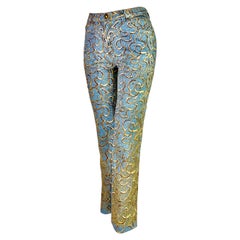 Roberto Cavalli Spring 2000 Embellished Baroque Print Jeans