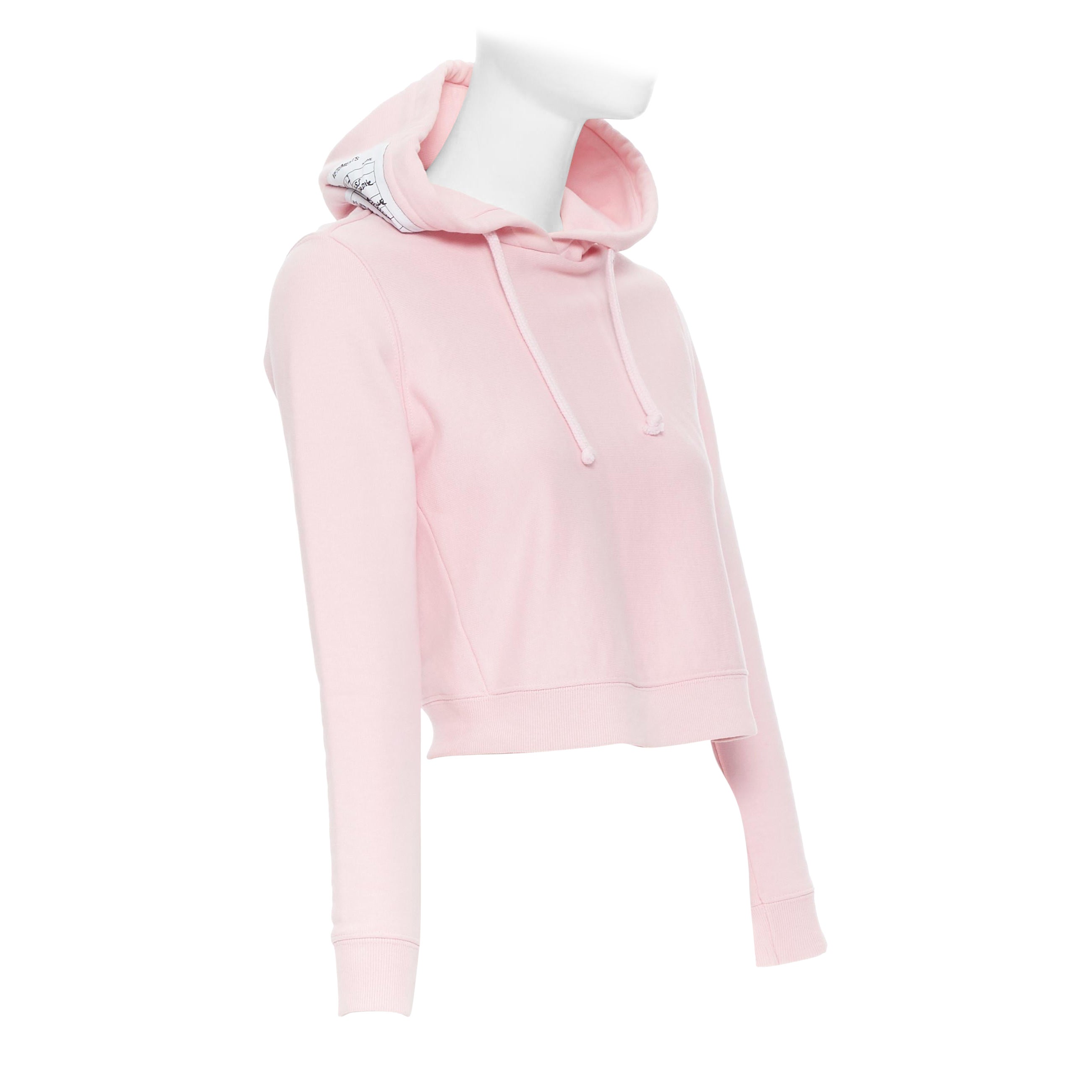 VETEMENTS CHAMPION 2017 pink cotton deconstructed cropped hoodie Kendall S