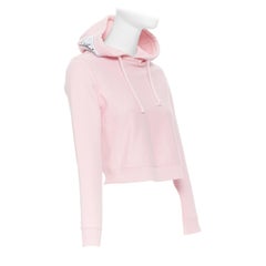 VETEMENTS CHAMPION 2017 pink cotton deconstructed cropped hoodie Kendall S