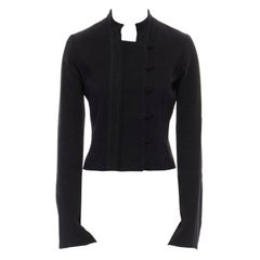 BARBARA BUI black wool cotton blend military embroidery trimmed cropped jacket S