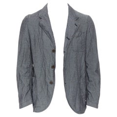 COMME DES GARCONS HOMME DEUX grey linen blend patch pocket casual blazer XS