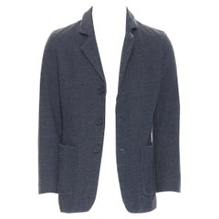 CASEY CASEY navy blue wool 3-button patch pocket casual blazer jacket S