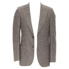 BALENCIAGA 2004 100% brown fleece wool peak lapel blazer jacket EU48 S