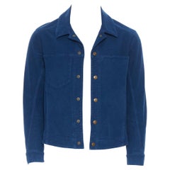 BLUE BLUE JAPAN blue overdyed cotton button front trucker jacket JP1 S