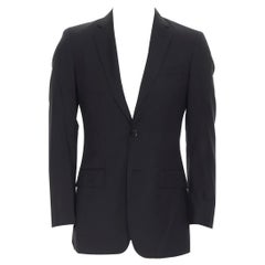 BURBERRY 100% virgin wool black padded shoulder classic blazer jacket IT44R XS