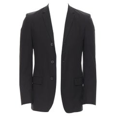 JIL SANDER black cotton blend skinny lapel minimal casual blazer jacket IT46 XS