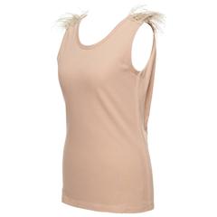 Helmut Lang Vintage pique top with feathers, Sz S
