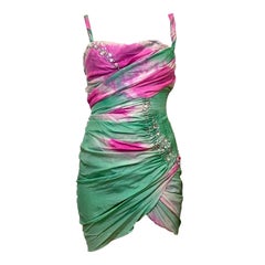 Mini robe Blumarine S/S 2010 Tie Dye Swarovski avec corset interne