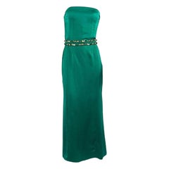 SAINT LAURENT GREEN SILK LONG DRESS size 38 - M