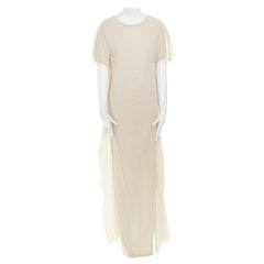 3.1 PHILLIP LIM nude beige contrast panel ruffle side seam maxi dress M