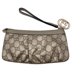 Gucci Gold Guccissima Leather Clutch Wristlet Wrist Bag Pouch