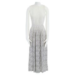 BAND OF OUTSIDER white washed gradient leopard print pleated silk maxi dress S