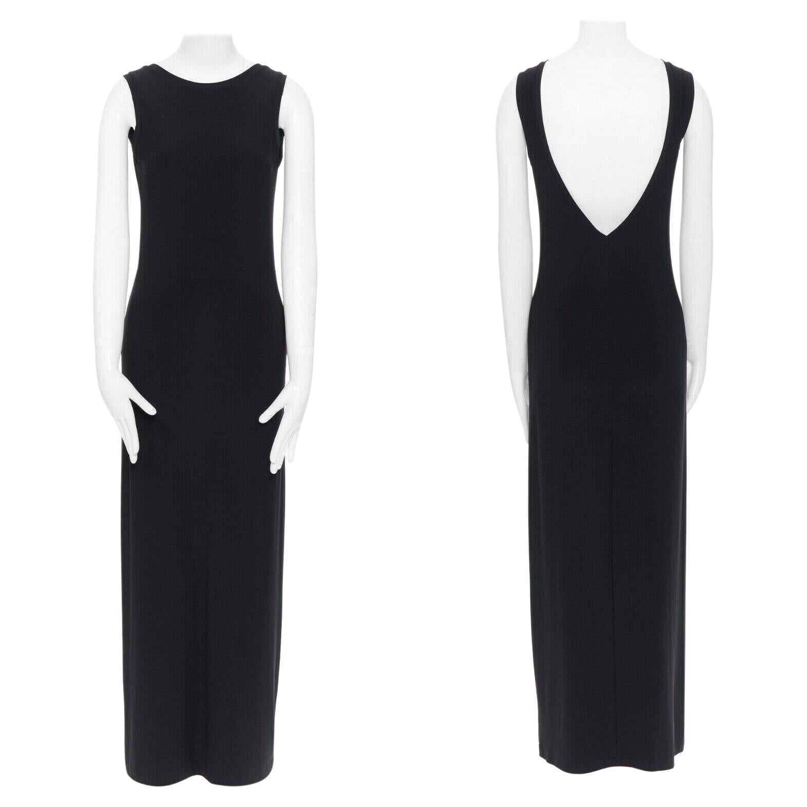 KAMALI KULTURE polyester spandex black dipped open back sleeveless maxi dress XS