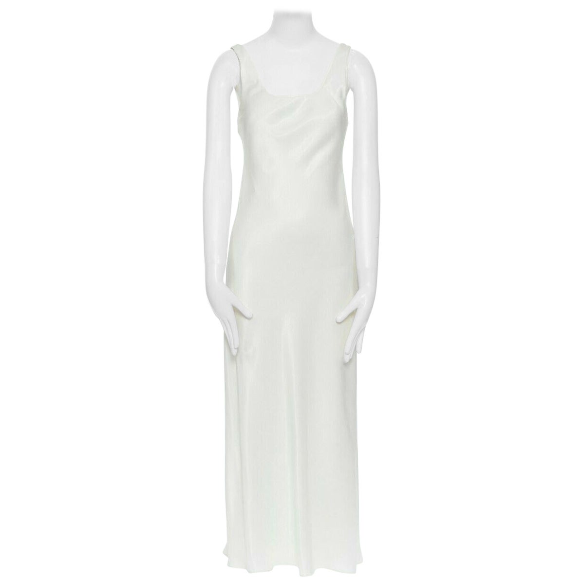 RALPH LAUREN POLO white square-neck sleeveless classic long maxi dress US0