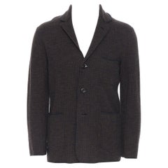 45R green navy herringbone knit 3-pocket unstructured casual blazer jacket S
