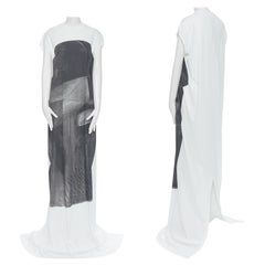 nouveau RICK OWENS DRKSHDW SS18 Dirt Jumbo blanc noir photo imprimé t-shirt robe OS